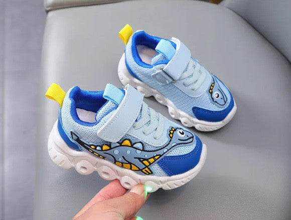 Adidasi cu luminite pentru baietei - Blue dino - Atelieru' lui Mesterica