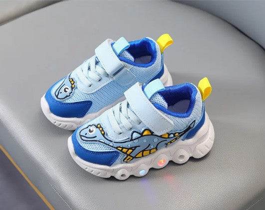 Adidasi cu luminite pentru baietei - Blue dino - Atelieru' lui Mesterica