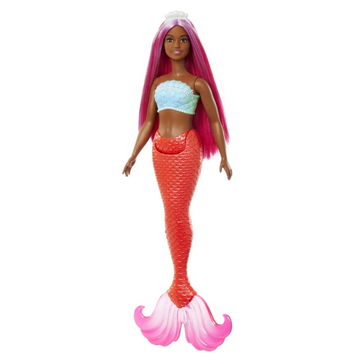 BARBIE DREAMTROPIA PAPUSA SIRENA CU PAR MAGENTA SI COADA PORTOCALIE - Atelieru' lui Mesterica