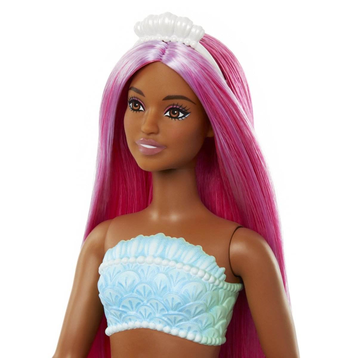 BARBIE DREAMTROPIA PAPUSA SIRENA CU PAR MAGENTA SI COADA PORTOCALIE - Atelieru' lui Mesterica