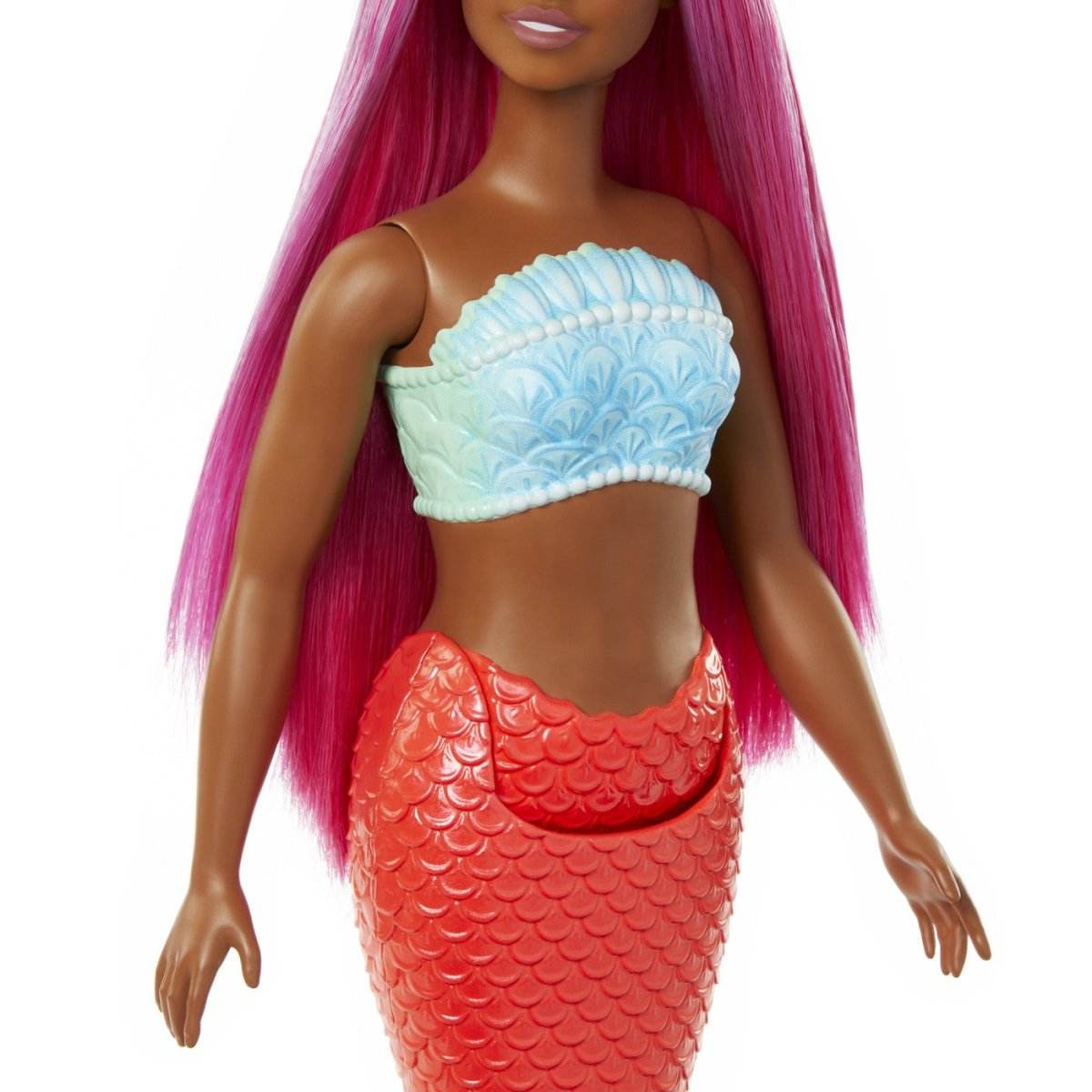 BARBIE DREAMTROPIA PAPUSA SIRENA CU PAR MAGENTA SI COADA PORTOCALIE - Atelieru' lui Mesterica