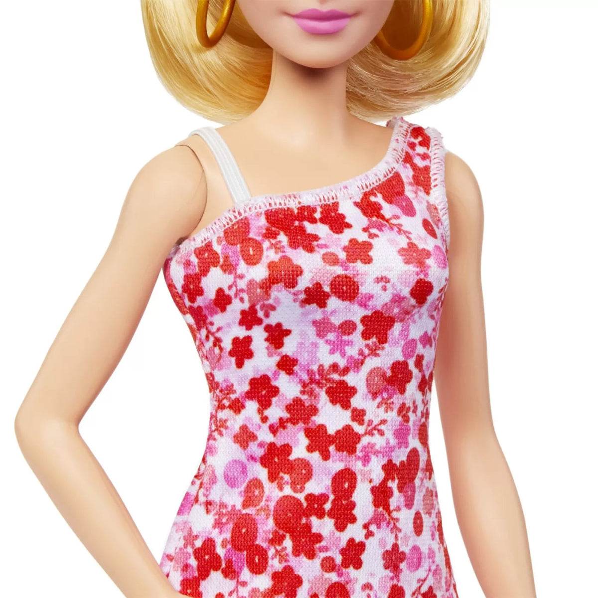 BARBIE PAPUSA BARBIE FASHIONISTA BLONDA CU PARUL PRINS IN COADA SI ROCHIE CU FLORICELE - Atelieru' lui Mesterica