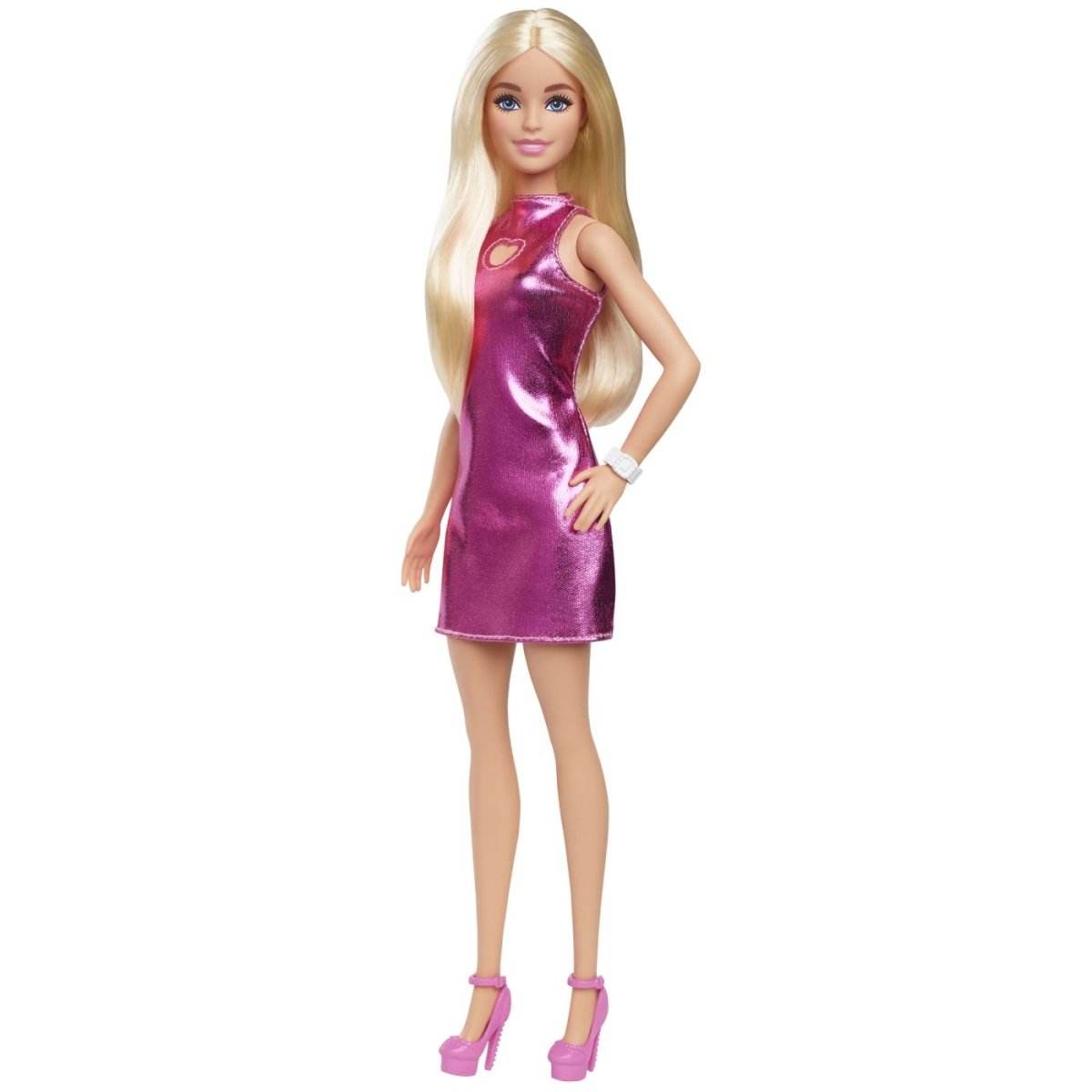 BARBIE PAPUSA BARBIE FASHIONISTAS BLONDA CU ROCHITA ROZ METALICA - Atelieru' lui Mesterica