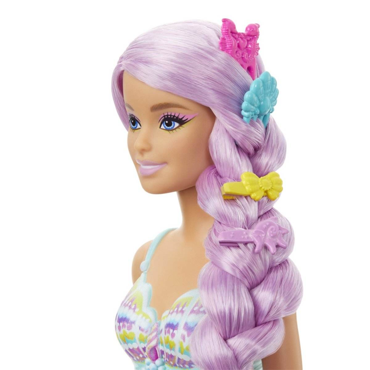 BARBIE PAPUSA SIRENA CU PAR MOV SI COADA ROZ - Atelieru' lui Mesterica