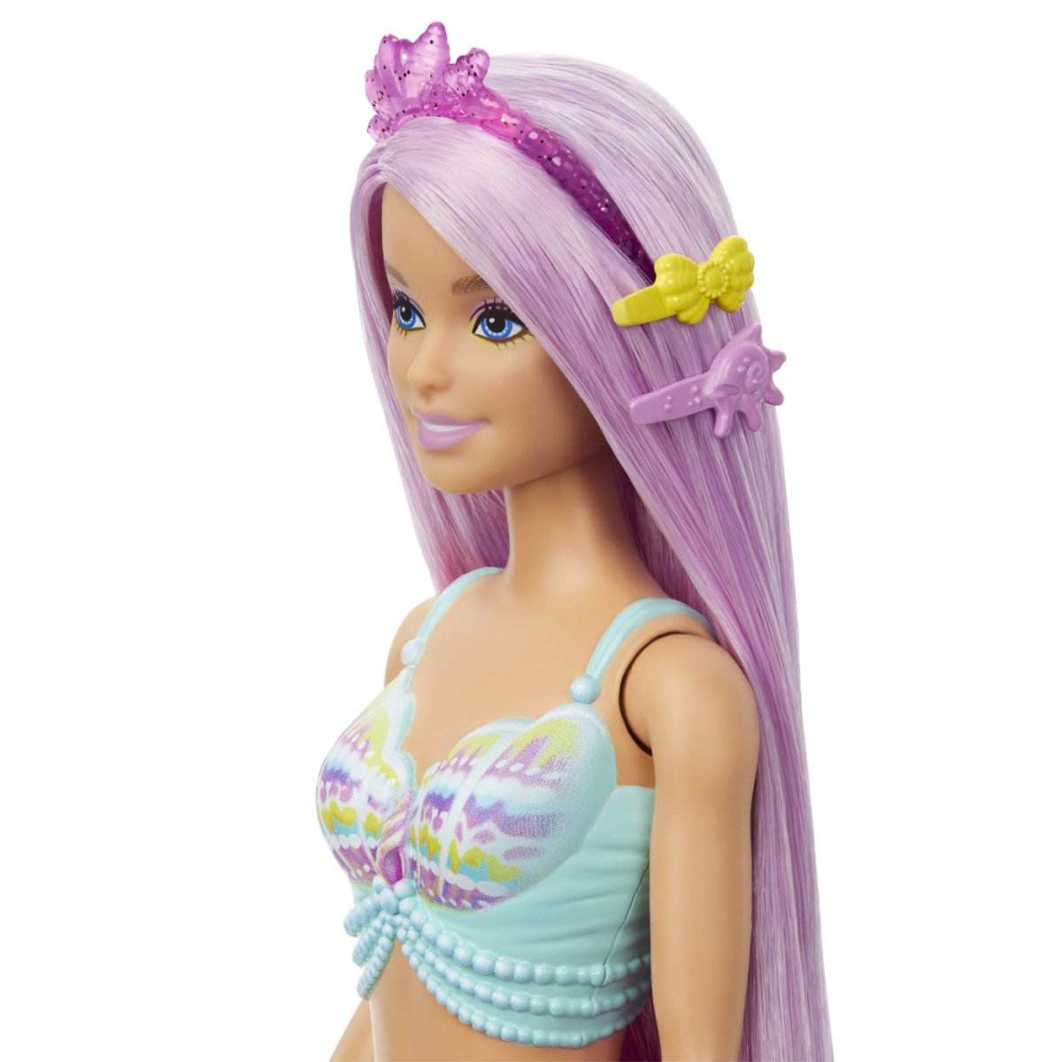 BARBIE PAPUSA SIRENA CU PAR MOV SI COADA ROZ - Atelieru' lui Mesterica