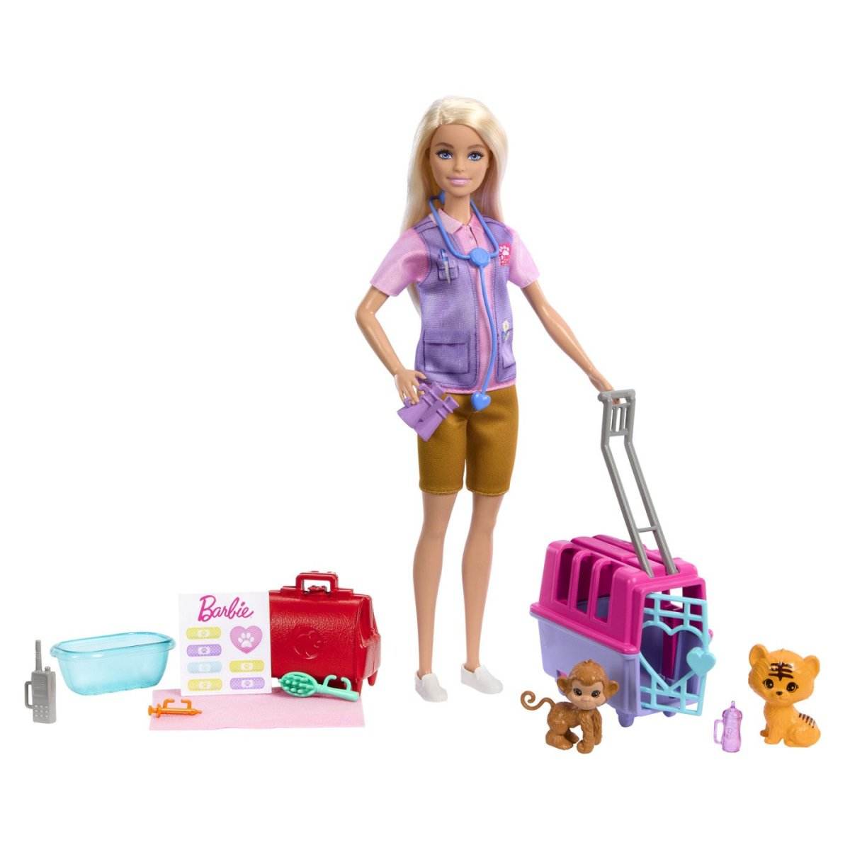 BARBIE YOU CAN BE SET PAPUSA CU DOUA ANIMALUTE DIN JUNGLA - Atelieru' lui Mesterica