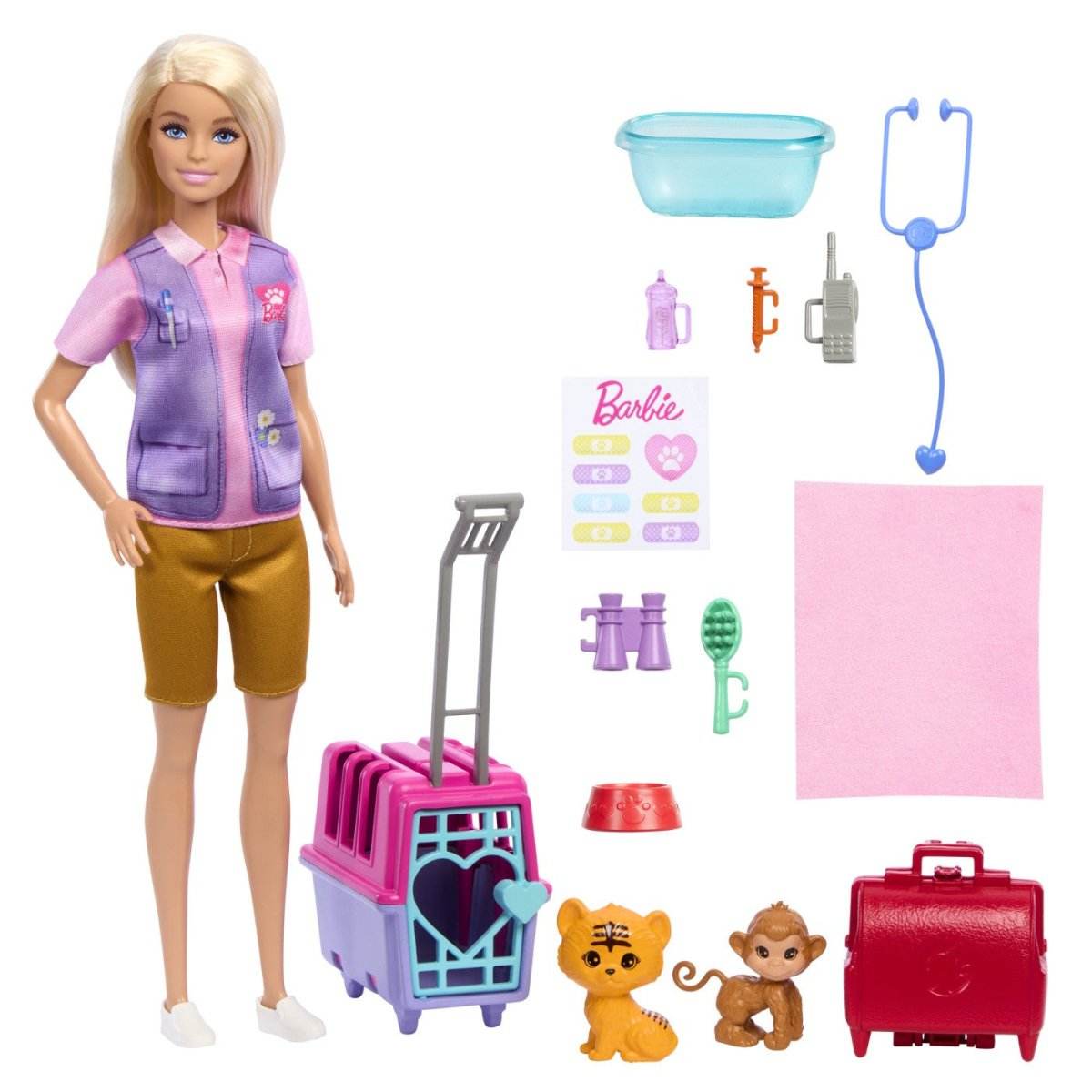 BARBIE YOU CAN BE SET PAPUSA CU DOUA ANIMALUTE DIN JUNGLA - Atelieru' lui Mesterica