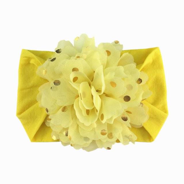Bentita lata cu floare din tulle si buline aurii - Atelieru' lui Mesterica