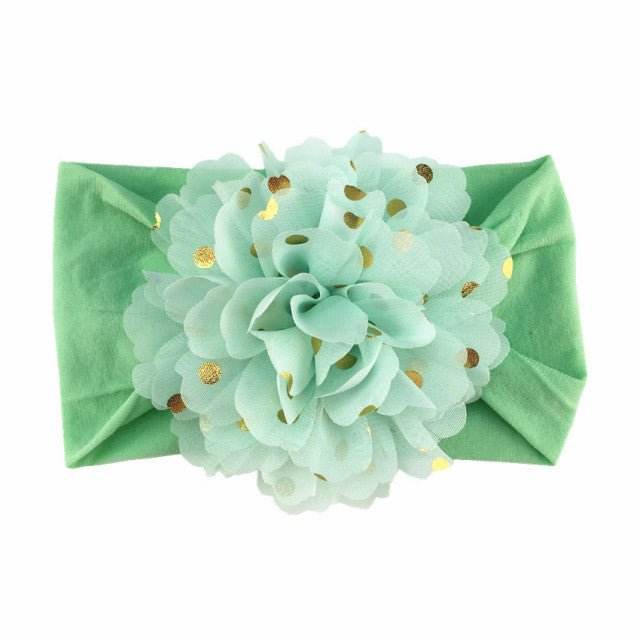 Bentita lata cu floare din tulle si buline aurii - Atelieru' lui Mesterica