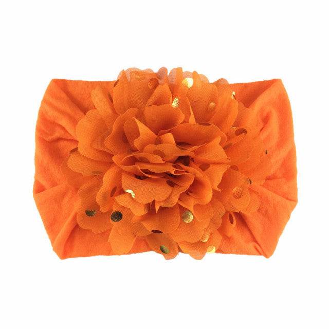 Bentita lata cu floare din tulle si buline aurii - Atelieru' lui Mesterica