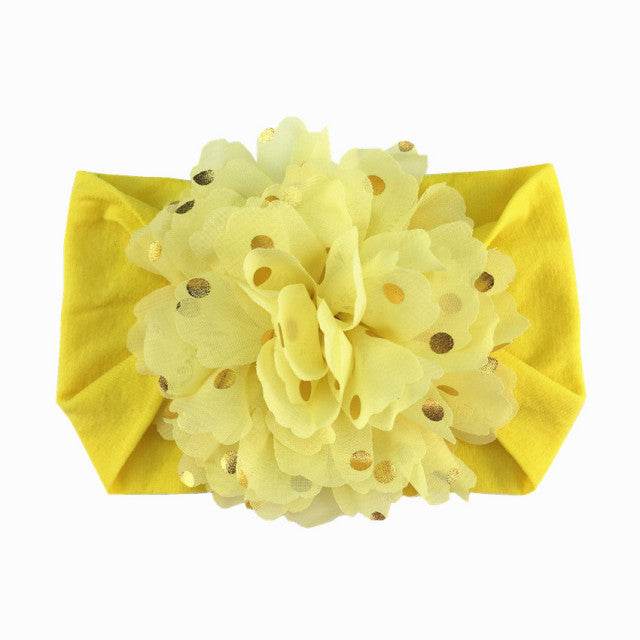 Bentita lata cu floare din tulle si buline aurii - Atelieru' lui Mesterica