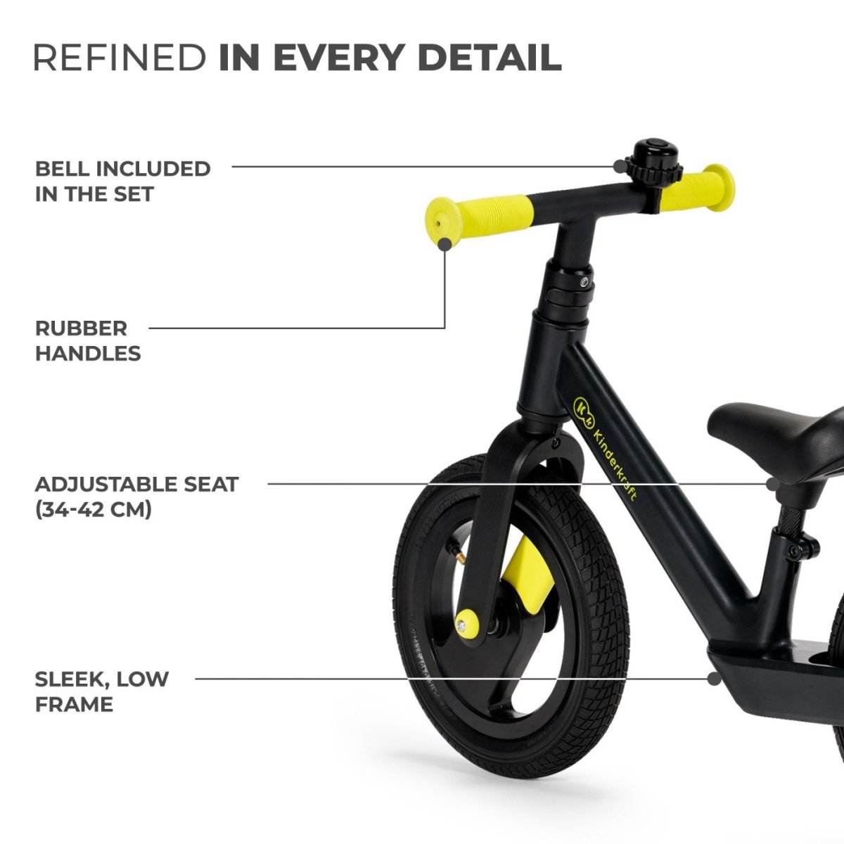 BICICLETA DE ECHILIBRU KINDERKRAFT GOSWIFT, BLACK - Atelieru' lui Mesterica
