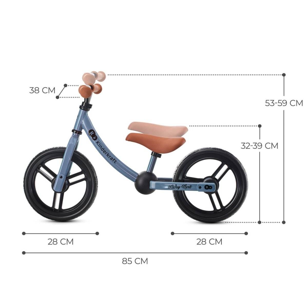 BICICLETA FARA PEDALE, KINDERKRAFT - 2WAY NEXT, PORTOCALIU, 12INCH, BLUE SKY - Atelieru' lui Mesterica