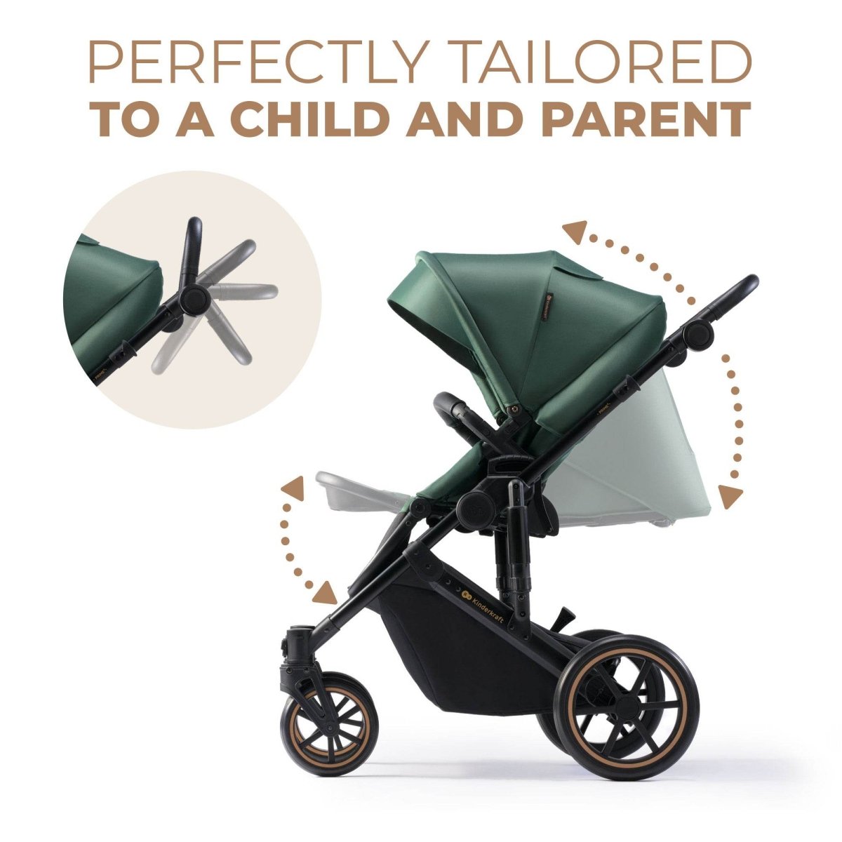 CARUCIOR 2 IN 1 KINDERKRAFT PRIME 2, DARK GREEN Atelieru' lui Mesterica | Jucarii, haine si incaltaminte pentru copii