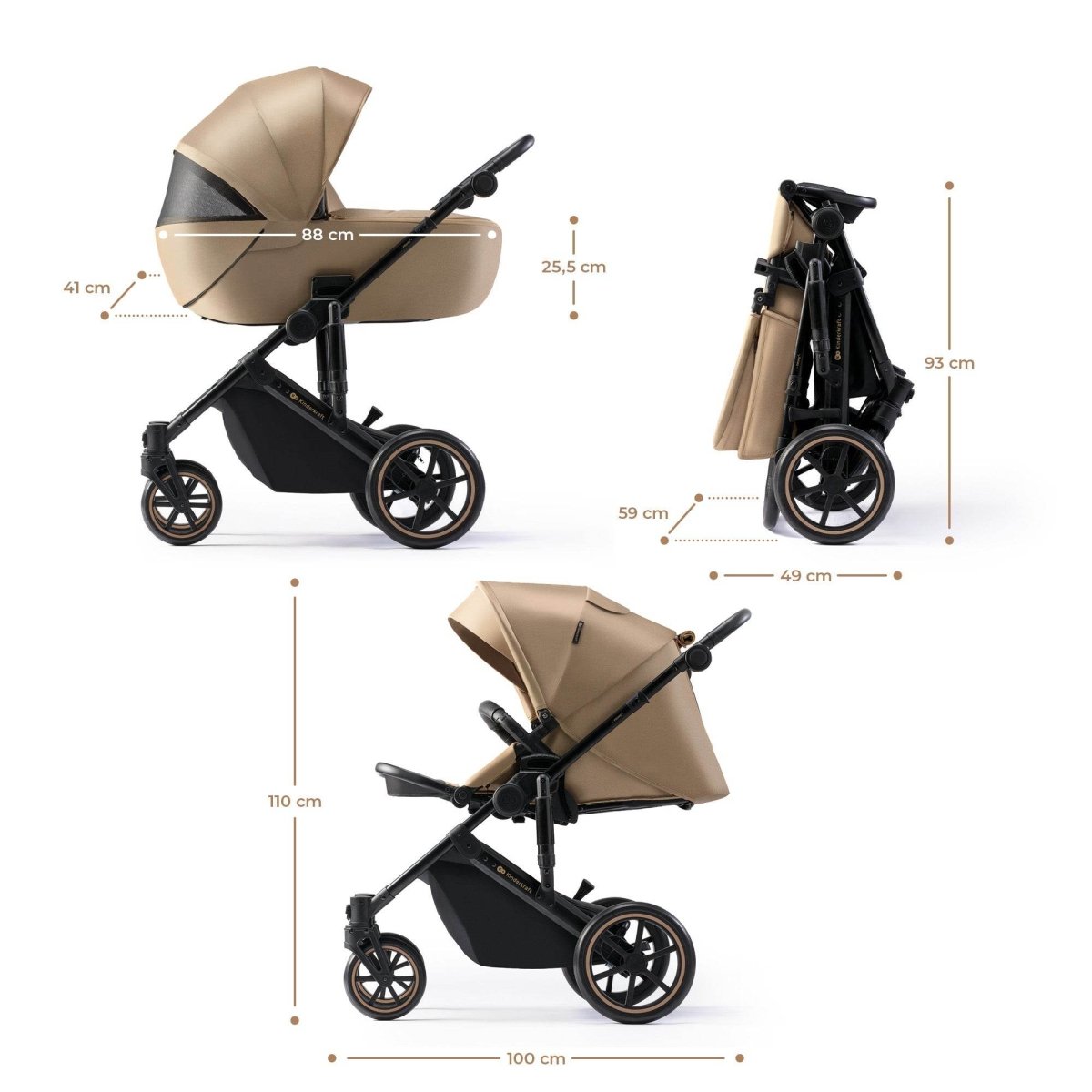 CARUCIOR 2 IN 1 KINDERKRAFT PRIME 2, SANDROSE BEIGE Atelieru' lui Mesterica | Jucarii, haine si incaltaminte pentru copii