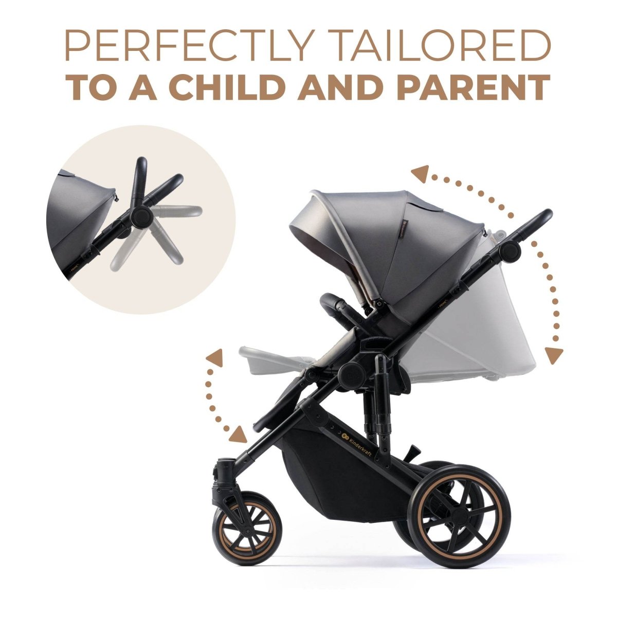 CARUCIOR 2 IN 1 KINDERKRAFT PRIME 2, SHADOW GREY Atelieru' lui Mesterica | Jucarii, haine si incaltaminte pentru copii