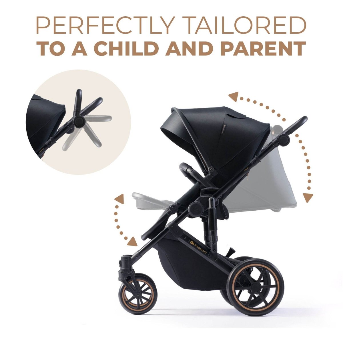CARUCIOR 2 IN 1 KINDERKRAFT PRIME 2, VENEZIAN BLACK Atelieru' lui Mesterica | Jucarii, haine si incaltaminte pentru copii