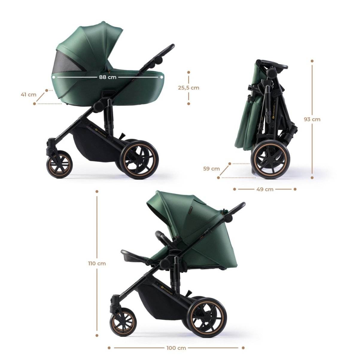 CARUCIOR 3 IN 1 KINDERKRAFT PRIME 2 3IN1 MINK PRO GREEN - Atelieru' lui Mesterica