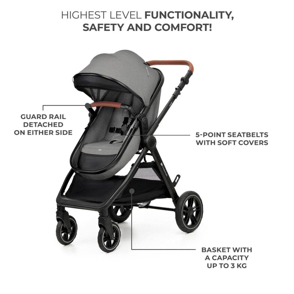 CARUCIOR KINDERKRAFT ESME, 3 IN 1, MOONLIGHT GREY Atelieru' lui Mesterica | Jucarii, haine si incaltaminte pentru copii