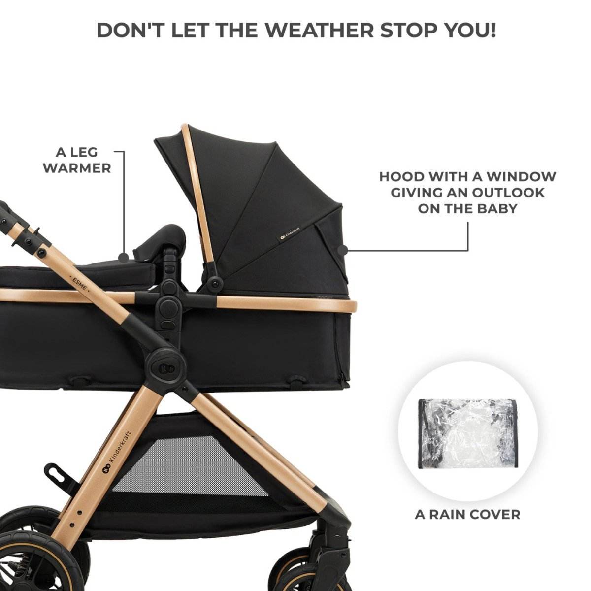 CARUCIOR KINDERKRAFT ESME, 3 IN 1, PURE BLACK - Atelieru' lui Mesterica