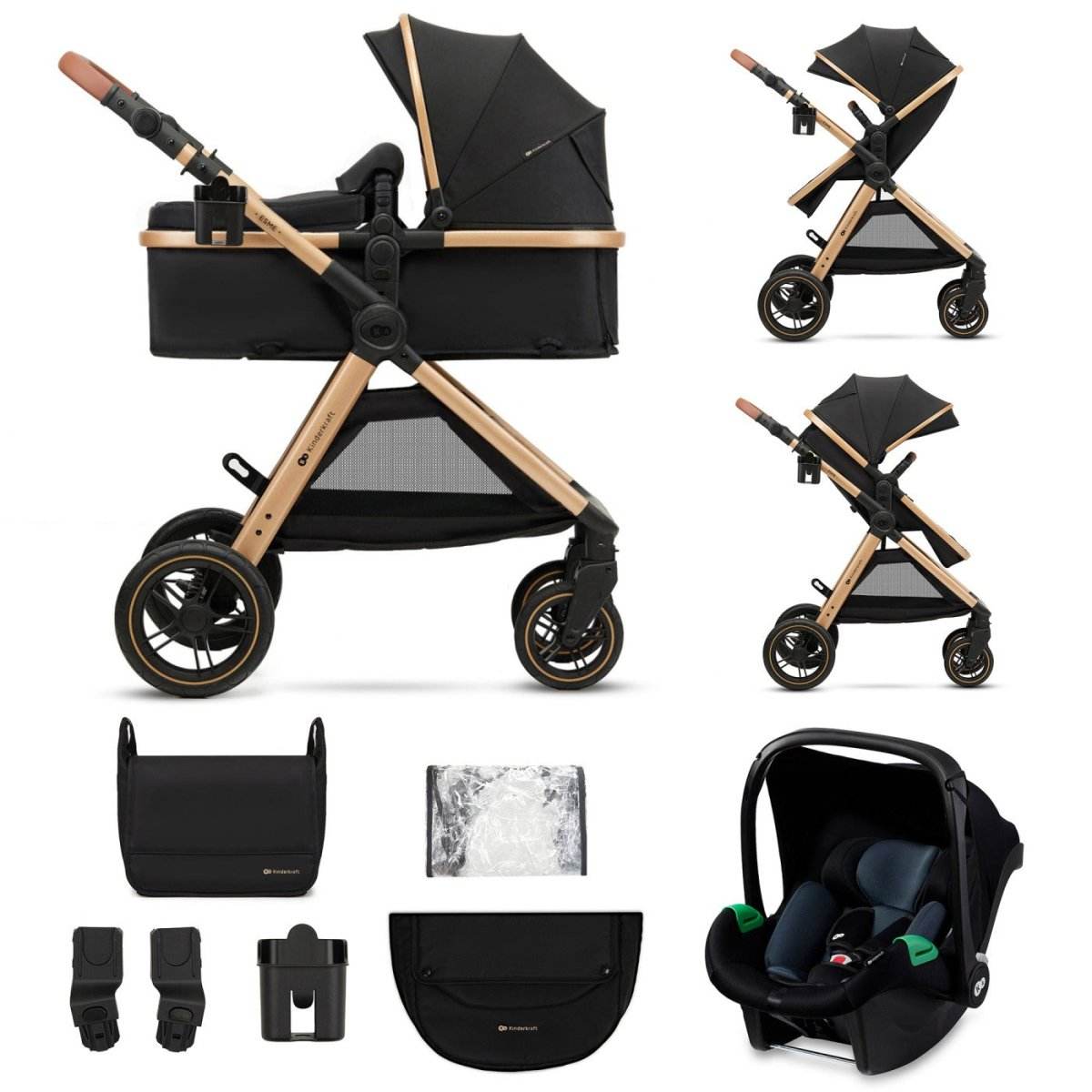 CARUCIOR KINDERKRAFT ESME, 3 IN 1, PURE BLACK - Atelieru' lui Mesterica