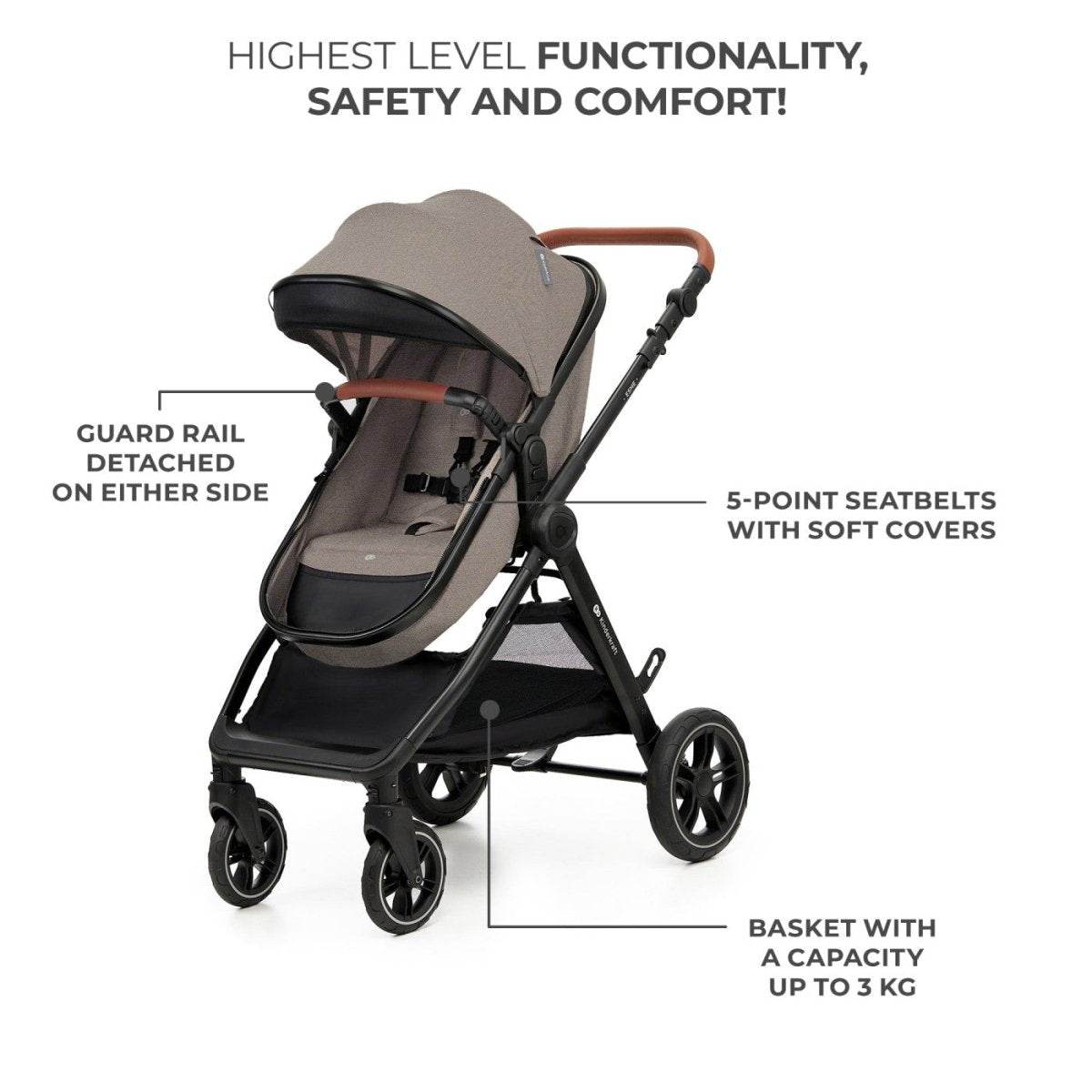 CARUCIOR KINDERKRAFT ESME, 3 IN 1, SAND BEIGE Atelieru' lui Mesterica | Jucarii, haine si incaltaminte pentru copii