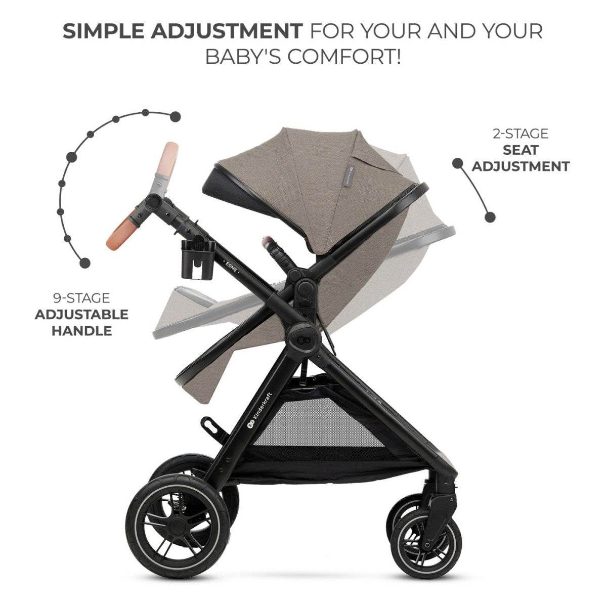 CARUCIOR KINDERKRAFT ESME, 3 IN 1, SAND BEIGE - Atelieru' lui Mesterica