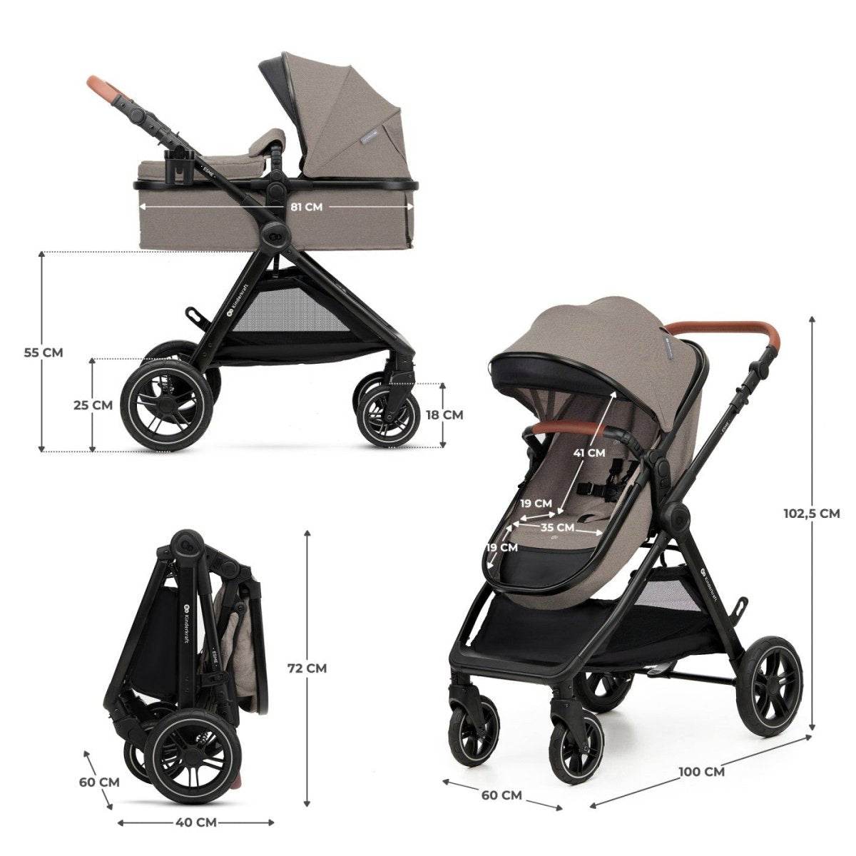 CARUCIOR KINDERKRAFT ESME, 3 IN 1, SAND BEIGE - Atelieru' lui Mesterica