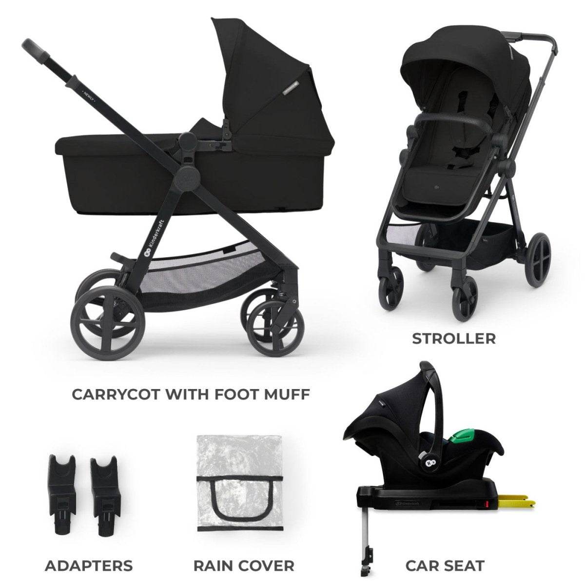 CARUCIOR KINDERKRAFT NEWLY, 4 IN 1, CLASSIC BLACK Atelieru' lui Mesterica | Jucarii, haine si incaltaminte pentru copii