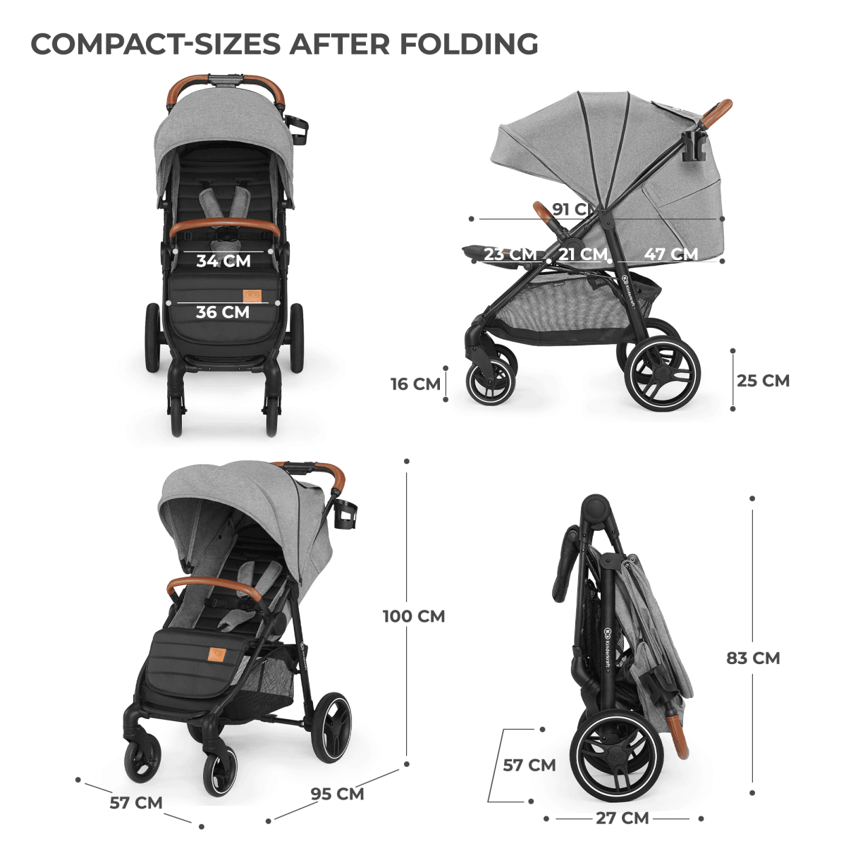 CARUCIOR SPORT KINDERKRAFT GRANDE PLUS, GREY Atelieru' lui Mesterica | Jucarii, haine si incaltaminte pentru copii