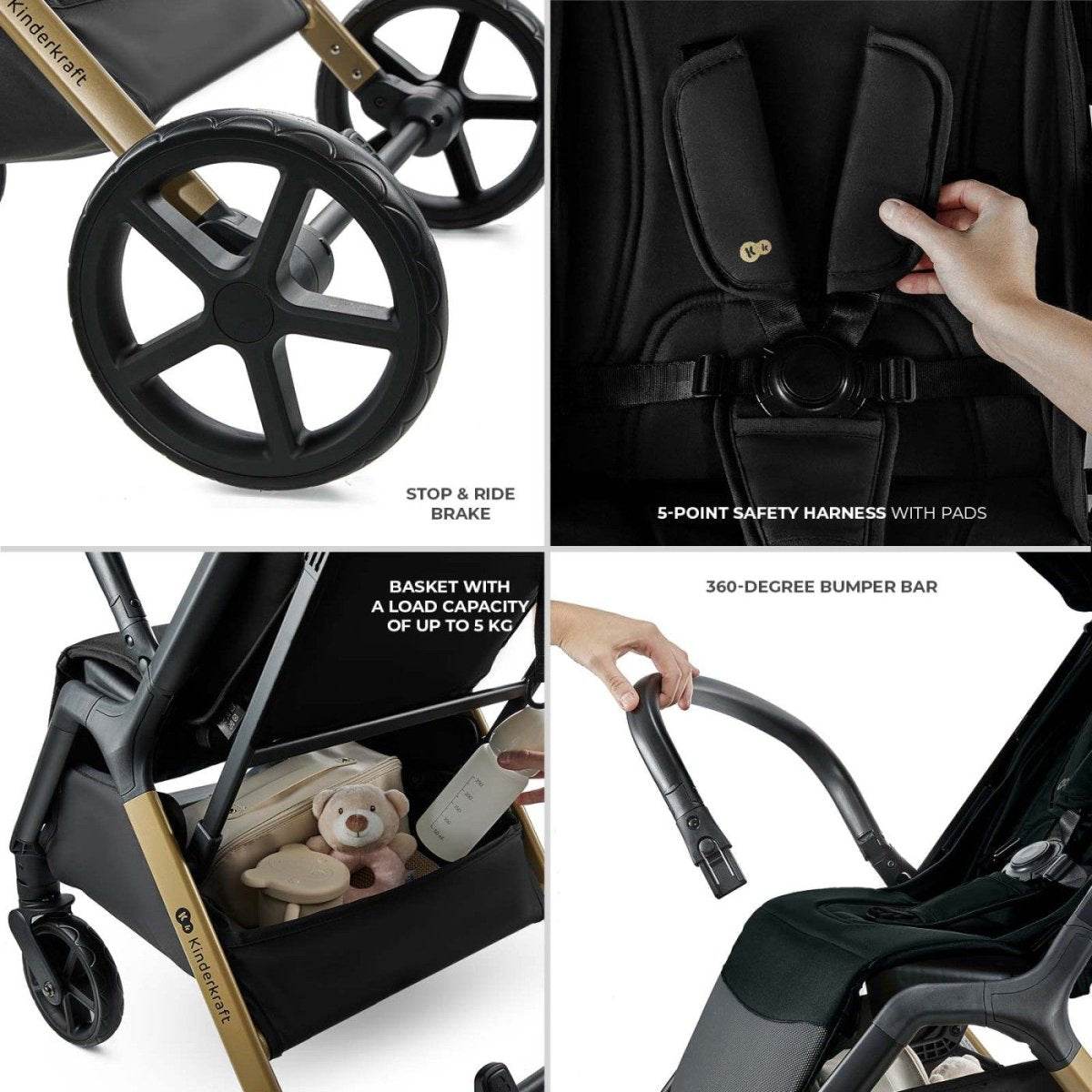 CARUCIOR SPORT KINDERKRAFT LOOM, 0-22 KG, INK BLACK - Atelieru' lui Mesterica
