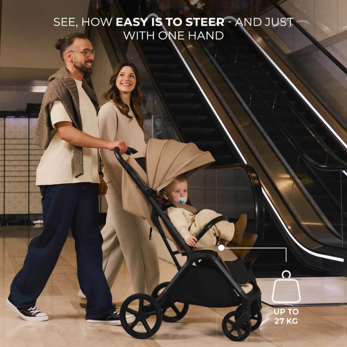 CARUCIOR SPORT KINDERKRAFT LOOM, 0-22 KG, LINEN BEIGE - Atelieru' lui Mesterica
