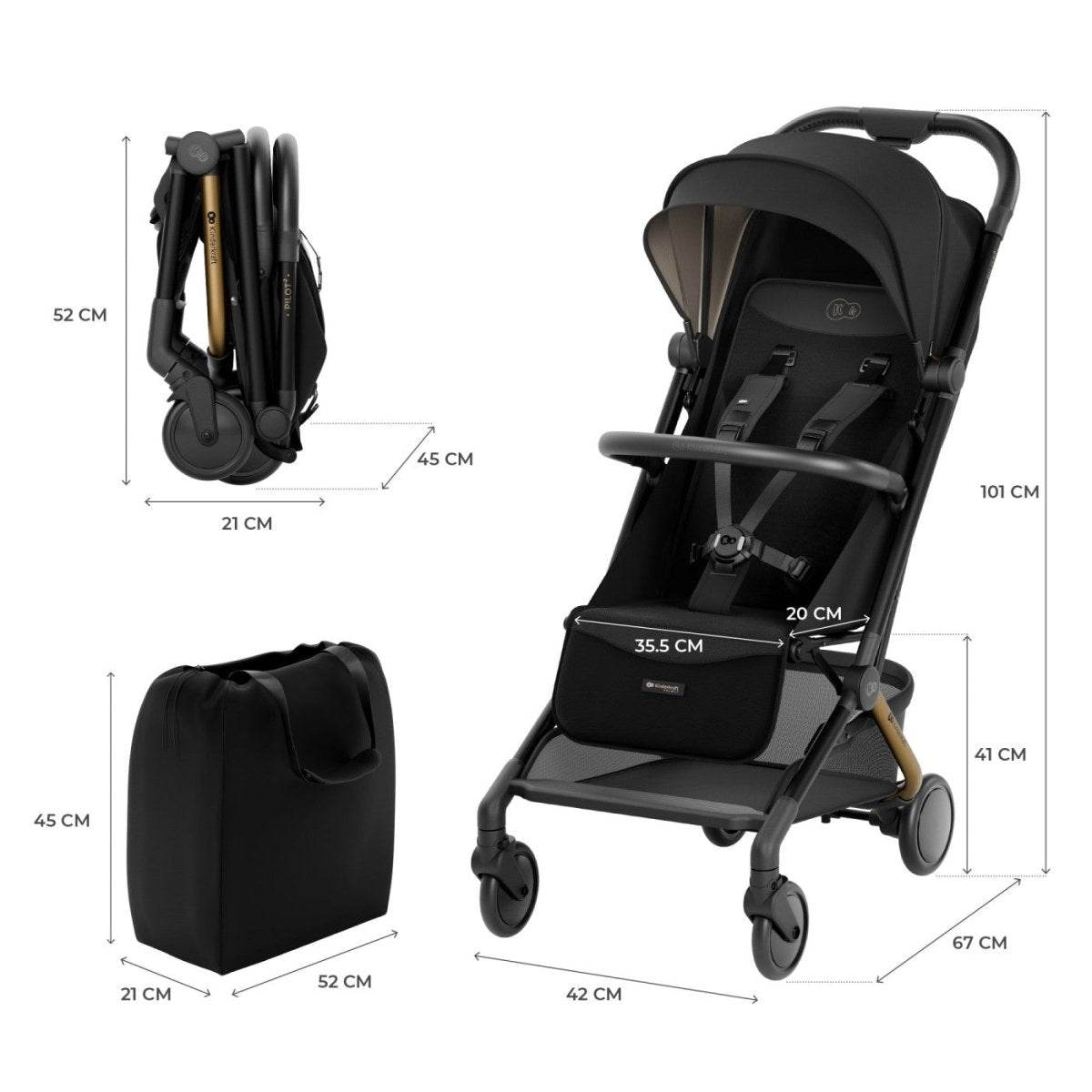 CARUCIOR SPORT KINDERKRAFT PILOT 2, 0-22 KG, MIDNIGHT BLACK - Atelieru' lui Mesterica