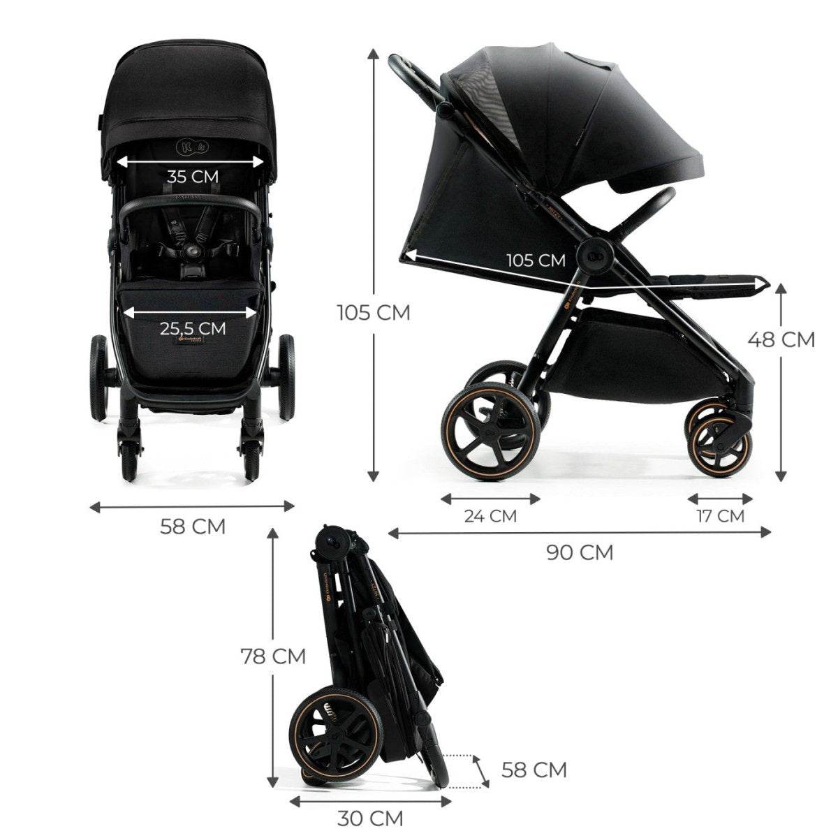CARUCIOR SPORT, ULTRA COMPACT, KINDERKRAFT MITZY, 0-22 KG, BLACK INK - Atelieru' lui Mesterica