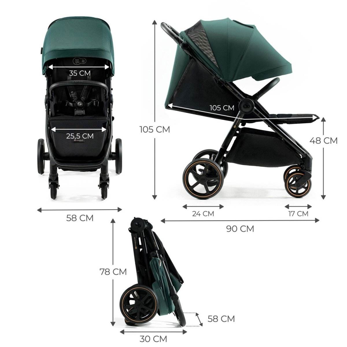 CARUCIOR SPORT, ULTRA COMPACT, KINDERKRAFT MITZY, 0 - 22 KG, JADE GREEN Atelieru' lui Mesterica | Jucarii, haine si incaltaminte pentru copii