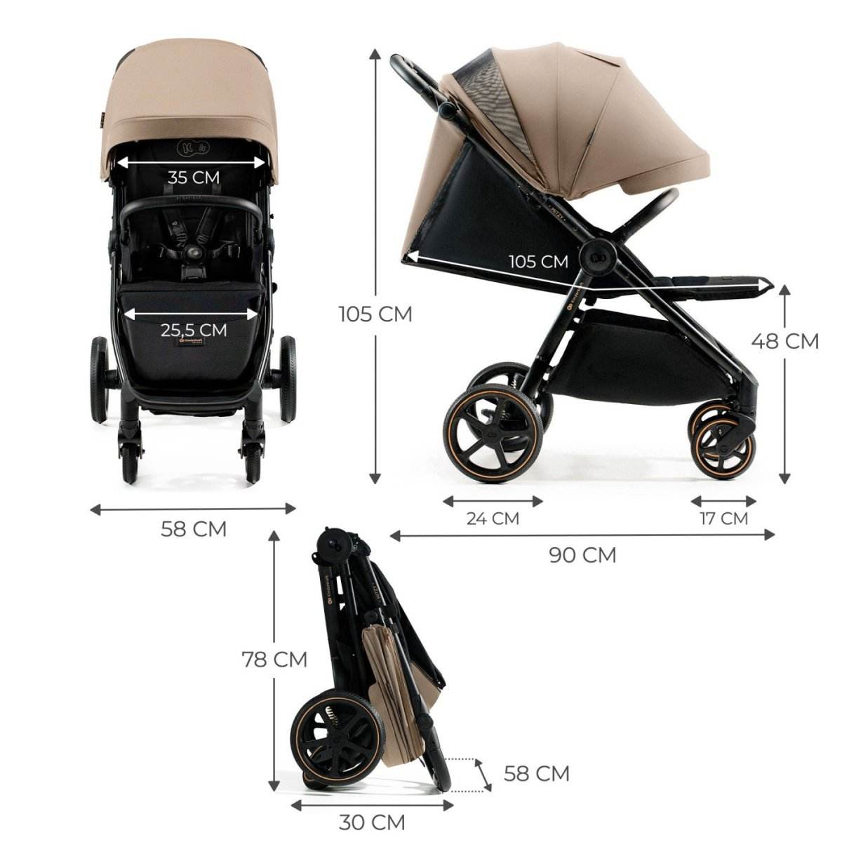 CARUCIOR SPORT, ULTRA COMPACT, KINDERKRAFT MITZY, 0-22 KG, LINEN BEIGE - Atelieru' lui Mesterica