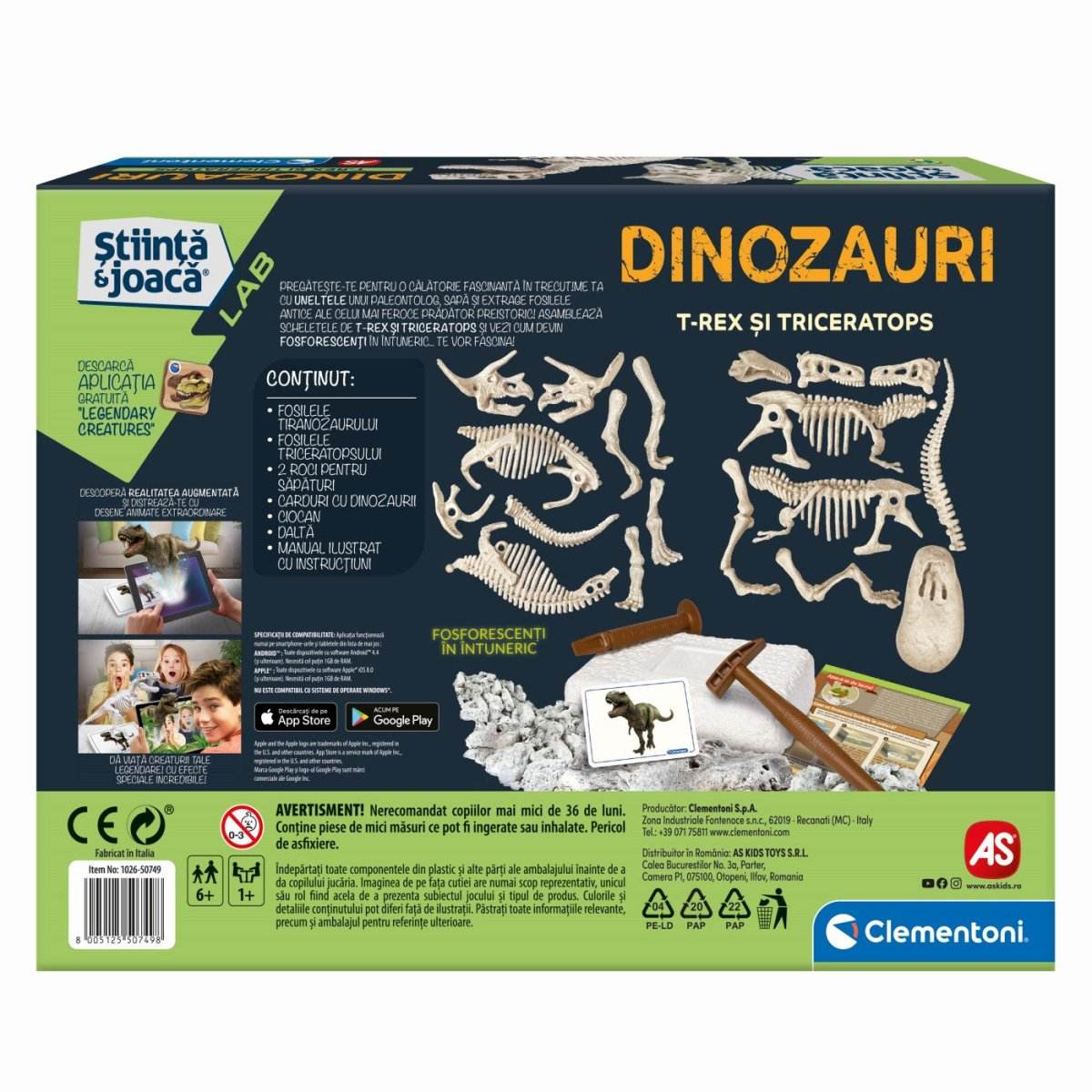 DESCOPERA DINOZAURUL T-REX & TRICERAPTOR FLUO STIINTA SI JOACA - Atelieru' lui Mesterica