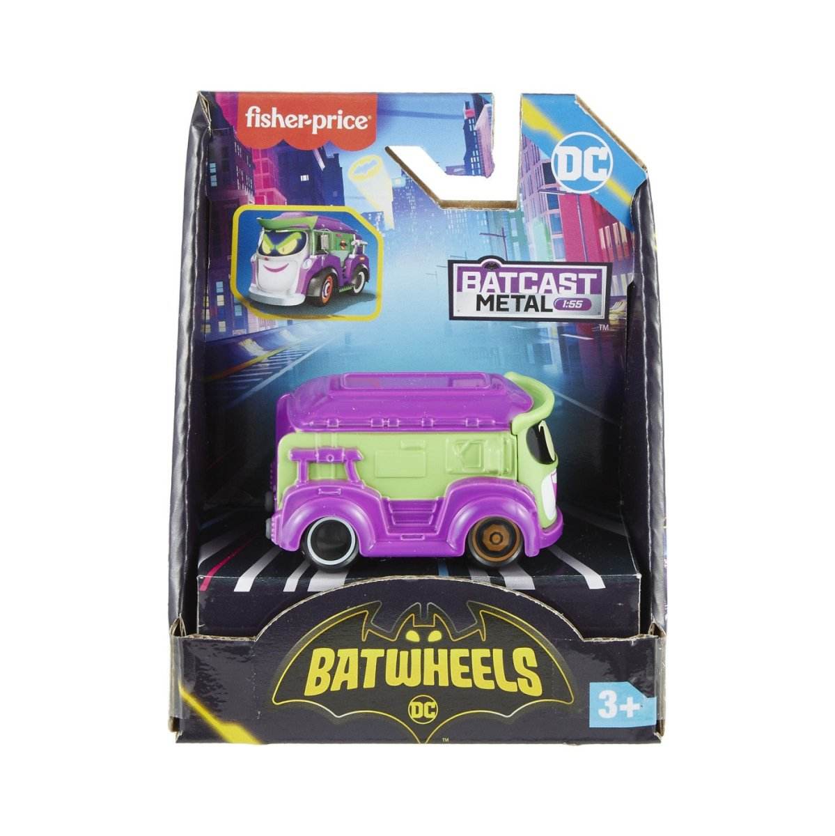 FISHER PRICE BATWHEELS MASINUTA METALICA PRANK VANUL LUI JOKER 1:55 - Atelieru' lui Mesterica