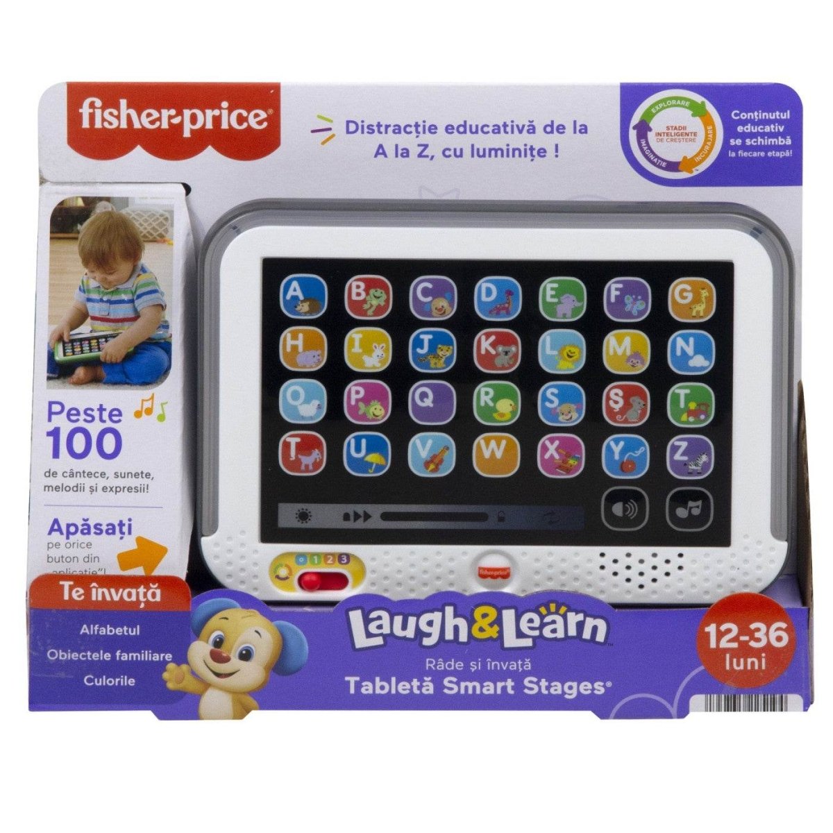 FISHER PRICE LAUGH LEARN TABLETA SMART CU 3 NIVELURI DE DEZVOLTARE LIMBA ROMANA - Atelieru' lui Mesterica