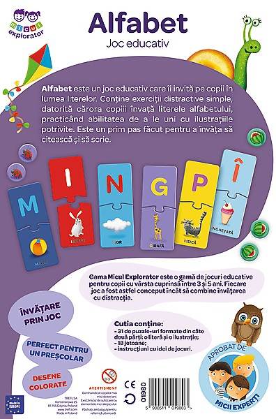 JOC EDUCATIV ALFABETUL MICUL EXPLORATOR Atelieru' lui Mesterica | Jucarii, haine si incaltaminte pentru copii