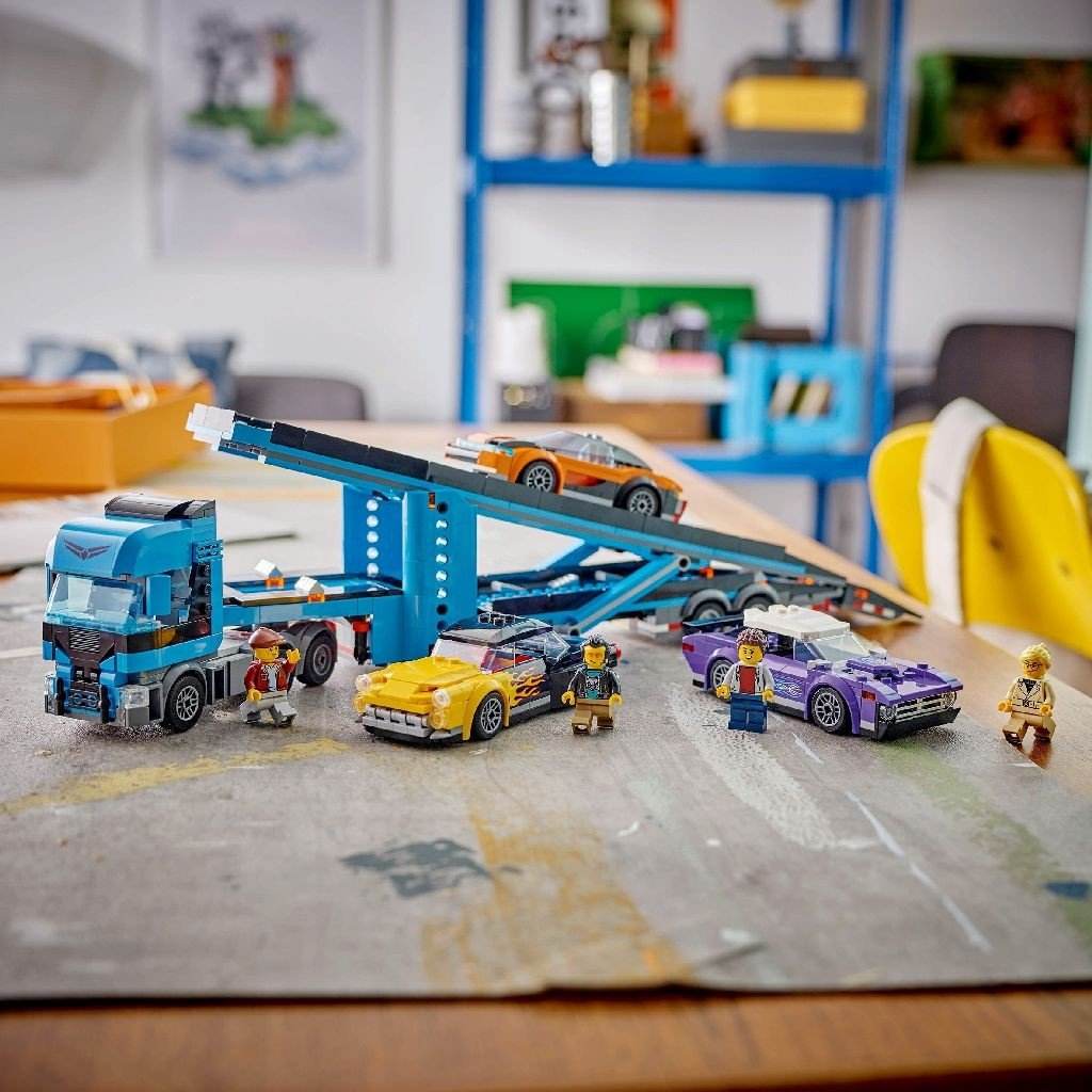LEGO CITY CAMION TRANSPORTOR DE MASINI SPORT 60408 - Atelieru' lui Mesterica