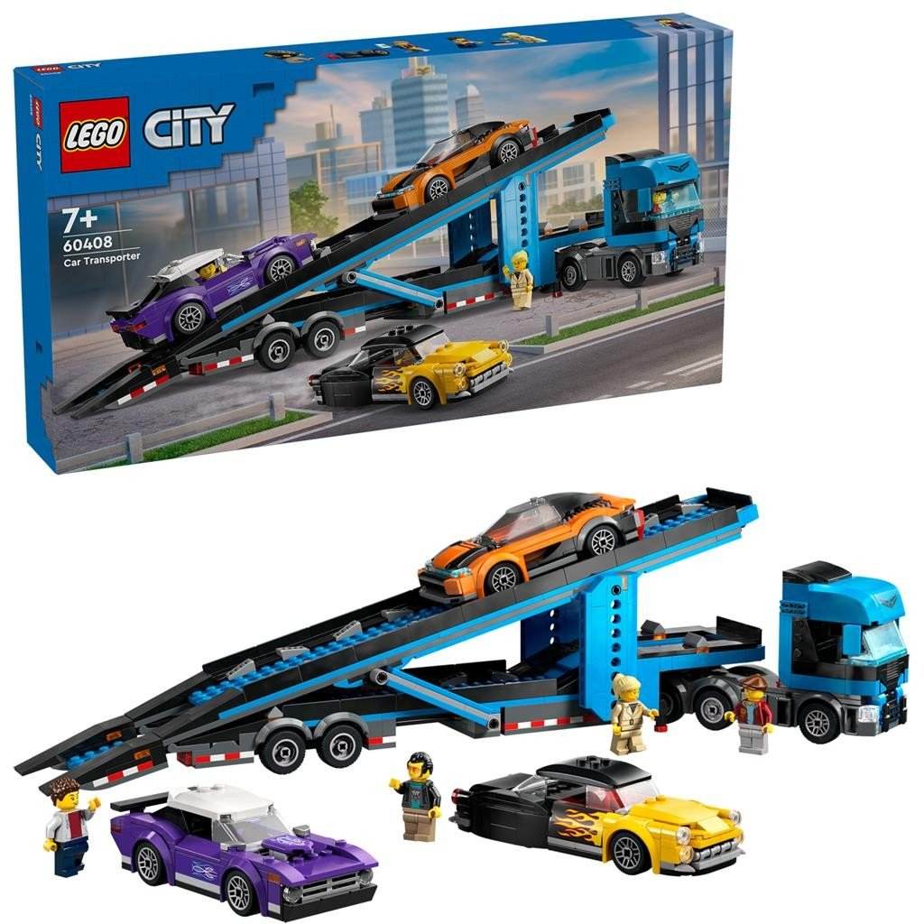 LEGO CITY CAMION TRANSPORTOR DE MASINI SPORT 60408 - Atelieru' lui Mesterica
