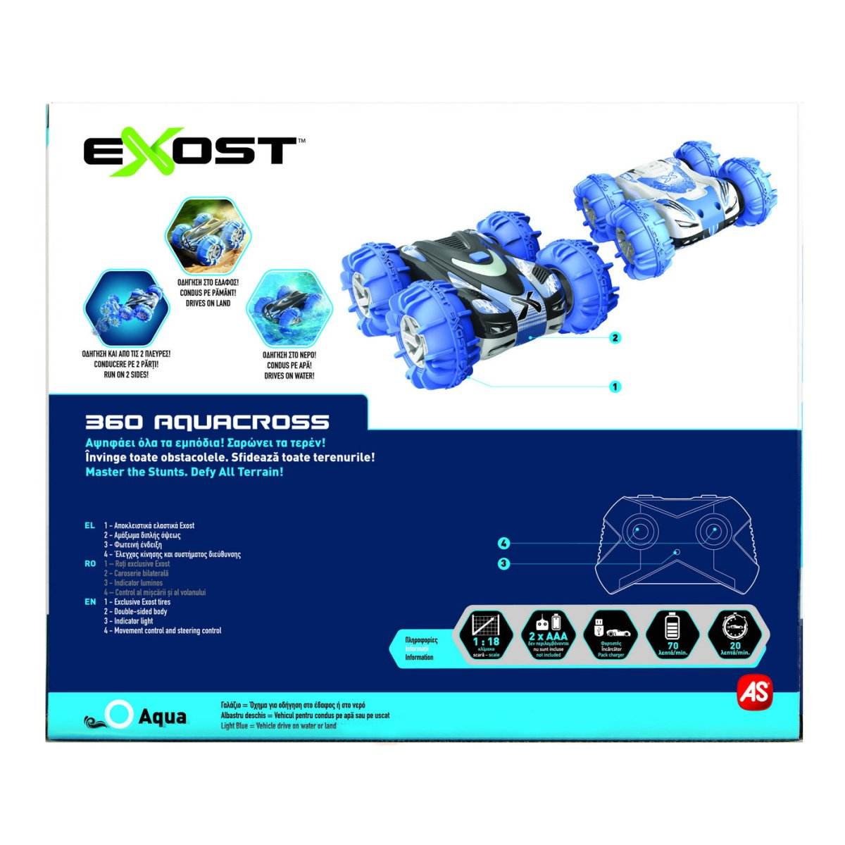 MASINA CU TELECOMANDA EXOST RC SCARA 1:18 360 AQUACROSS - Atelieru' lui Mesterica