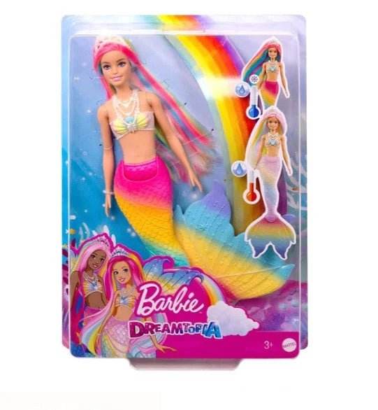 Papușa Barbie Dreamtopia Sirena Rainbow Magic – Schimba Culoarea în apa calda, 29 cm - Atelieru' lui Mesterica