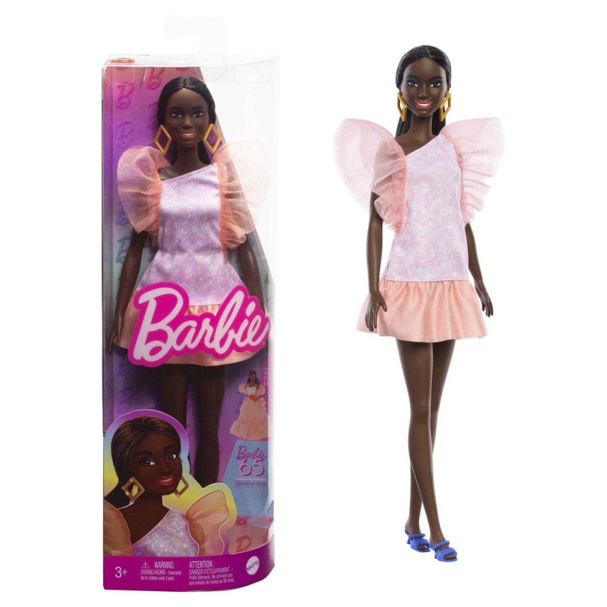 PAPUSA BARBIE FASHIONISTA AFRO - AMERICANA CU ROCHIE PEACH Atelieru' lui Mesterica | Jucarii, haine si incaltaminte pentru copii
