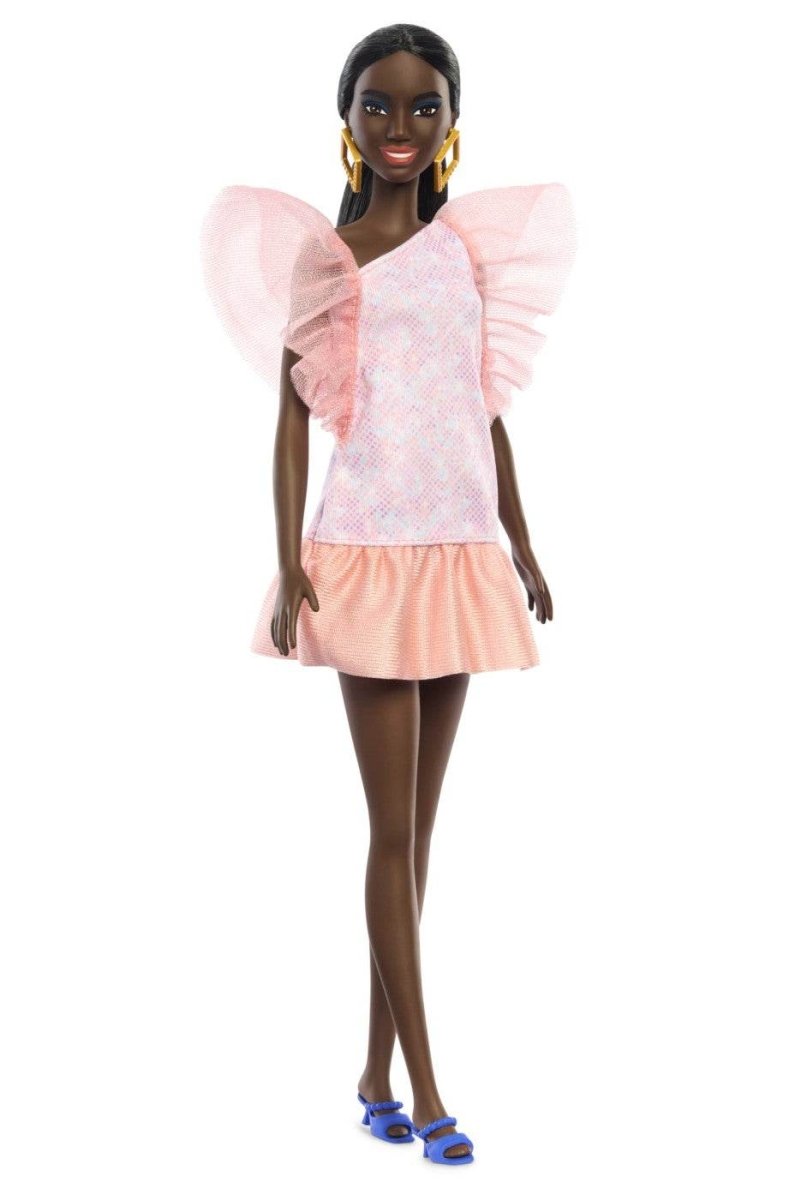 PAPUSA BARBIE FASHIONISTA AFRO - AMERICANA CU ROCHIE PEACH Atelieru' lui Mesterica | Jucarii, haine si incaltaminte pentru copii