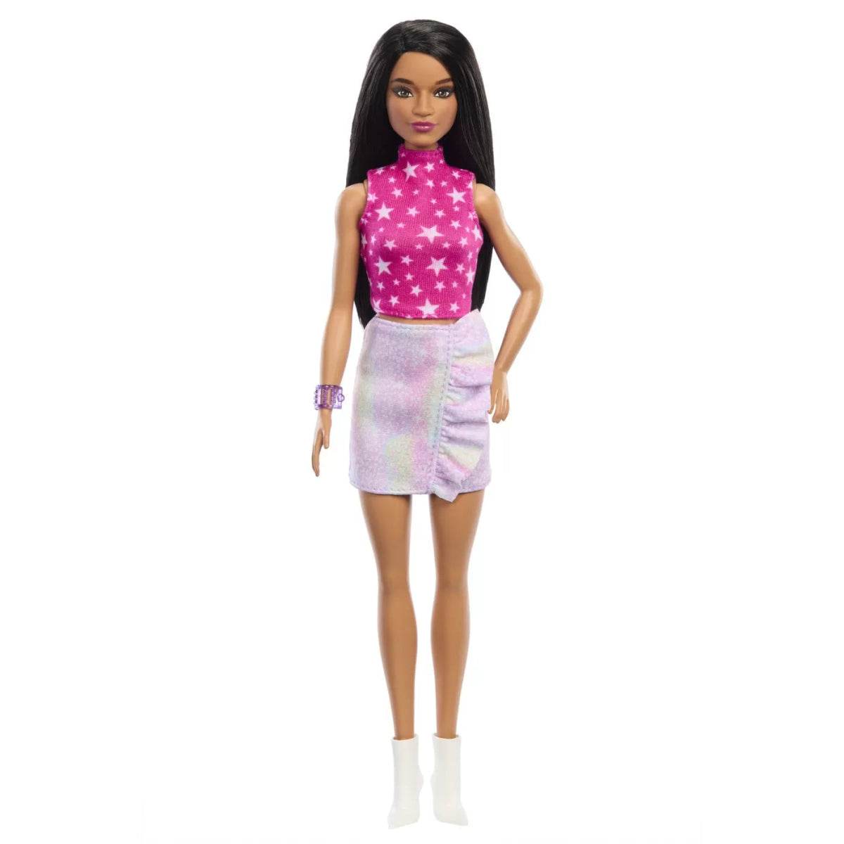 PAPUSA BARBIE FASHIONISTA BRUNETA CU TOP CU STELUTE - Atelieru' lui Mesterica