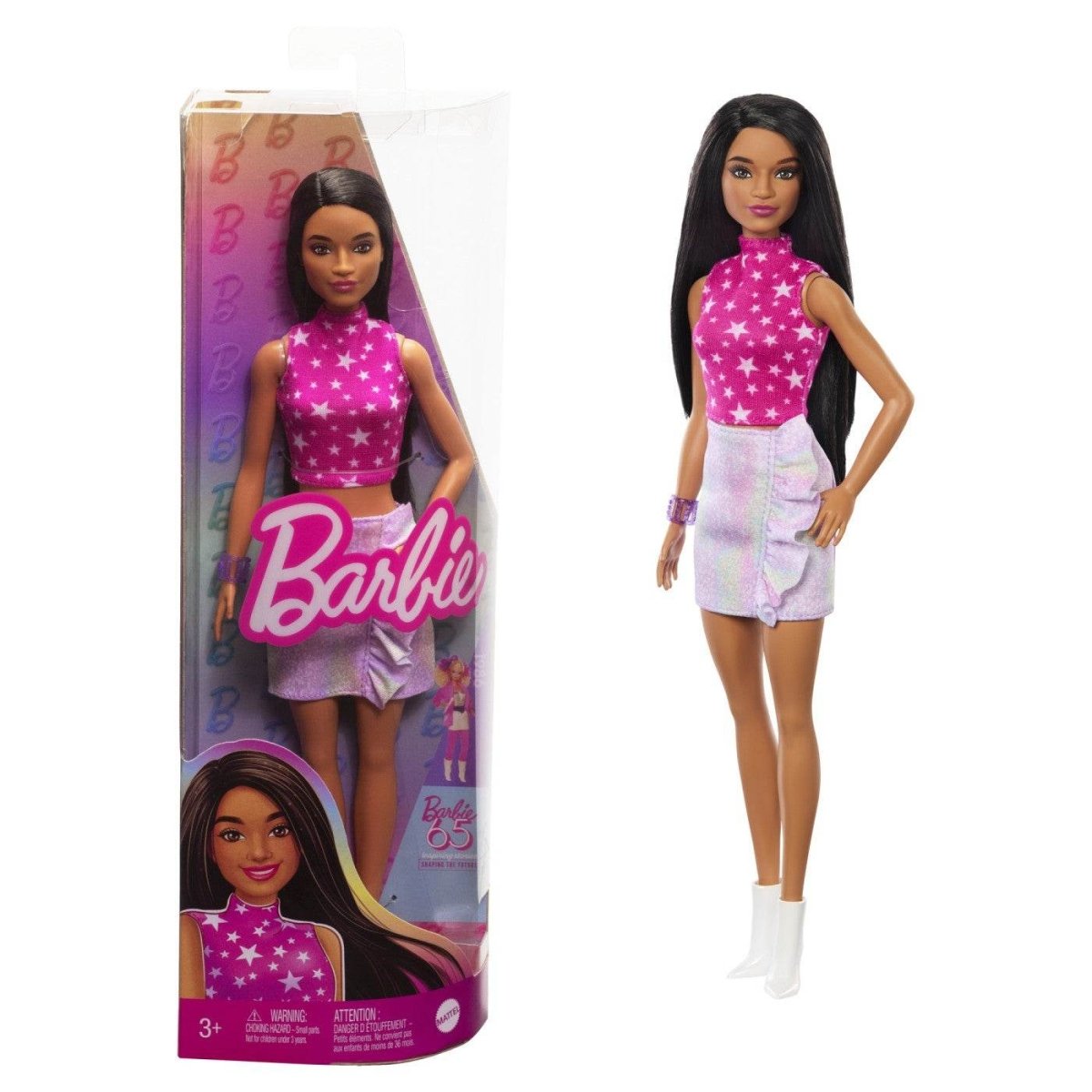 PAPUSA BARBIE FASHIONISTA BRUNETA CU TOP CU STELUTE Atelieru' lui Mesterica | Jucarii, haine si incaltaminte pentru copii