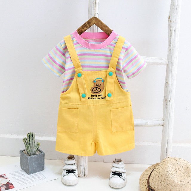 Salopeta galbena cu tricou - Bear Atelieru' lui Mesterica | Jucarii, haine si incaltaminte pentru copii