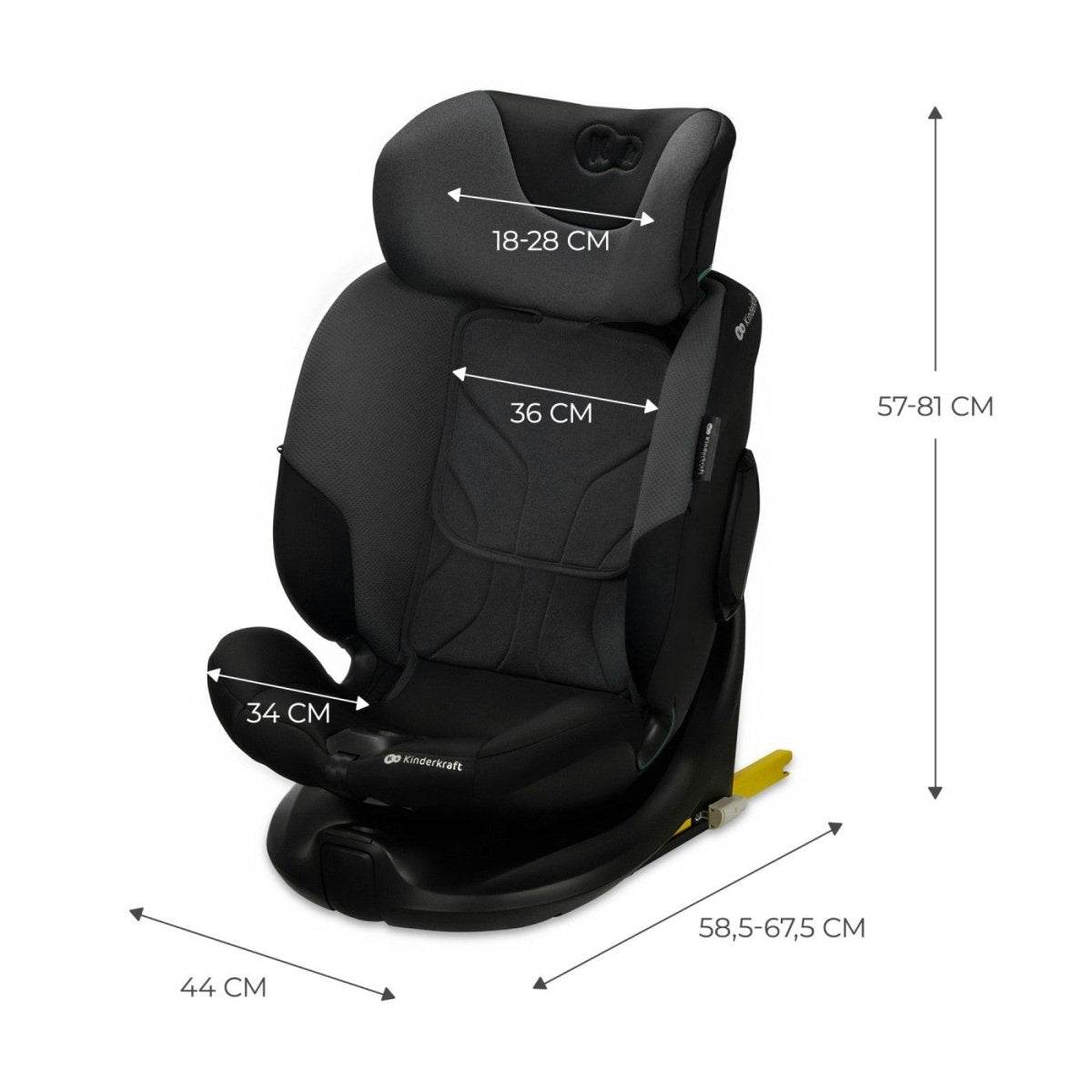SCAUN AUTO KINDERKRAFT I-FIX, I-SIZE 40-150 CM, GRAPHITE BLACK - Atelieru' lui Mesterica